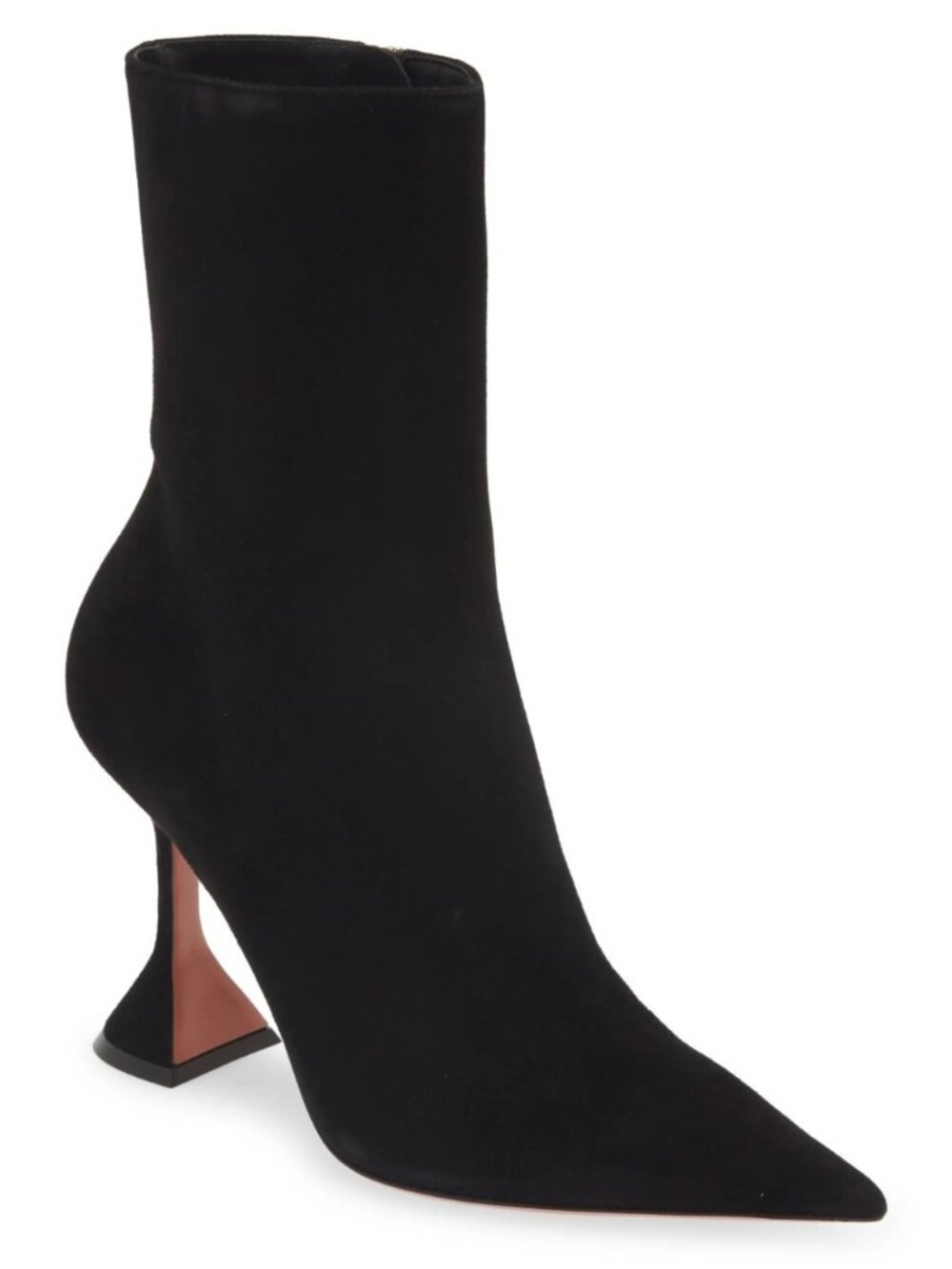 Amina Muaddi Giorgia Women's Suede Bootie Heel Boots in Black Size 37.5 / US 7.5